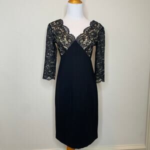 NWOT Vintage Cocktail Dress Lace Black Sleeves Sz 2 Petite